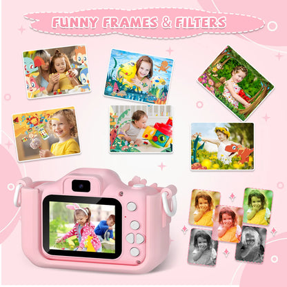 Children's 1080P HD Toddler Digital Video Camera with 2.0-Inch Screen and Silicone Case, Toy for Christmas and Birthday Gifts