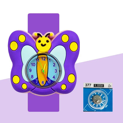 Children’s Cartoon Watch for Ages 2-14 Boys and Girls Soft Silicone Slap Bracelet Student Wristwatch