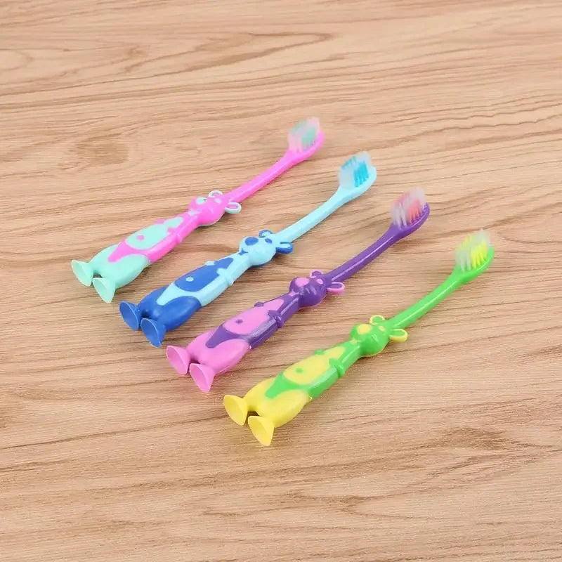 Kids Cartoon Toothbrush, Soft Bristles, Anti-Slide Handle, Stand-Up Bottom, Safe & Fun Oral Care