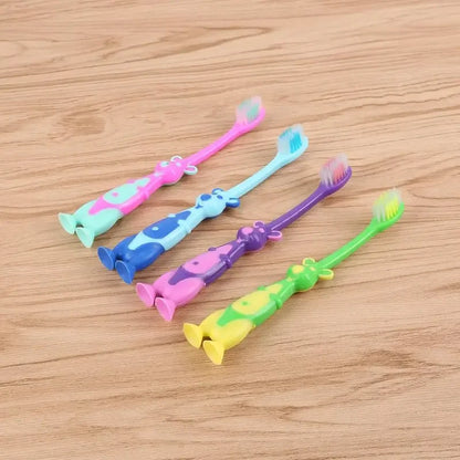 Kids Cartoon Toothbrush, Soft Bristles, Anti-Slide Handle, Stand-Up Bottom, Safe & Fun Oral Care