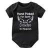 Hand Picked for Earth By My Grandpa/Grandma in Heaven Baby Bodysuit – Summer Short Sleeve Romper, Infant Jumpsuit, Baby Clothes