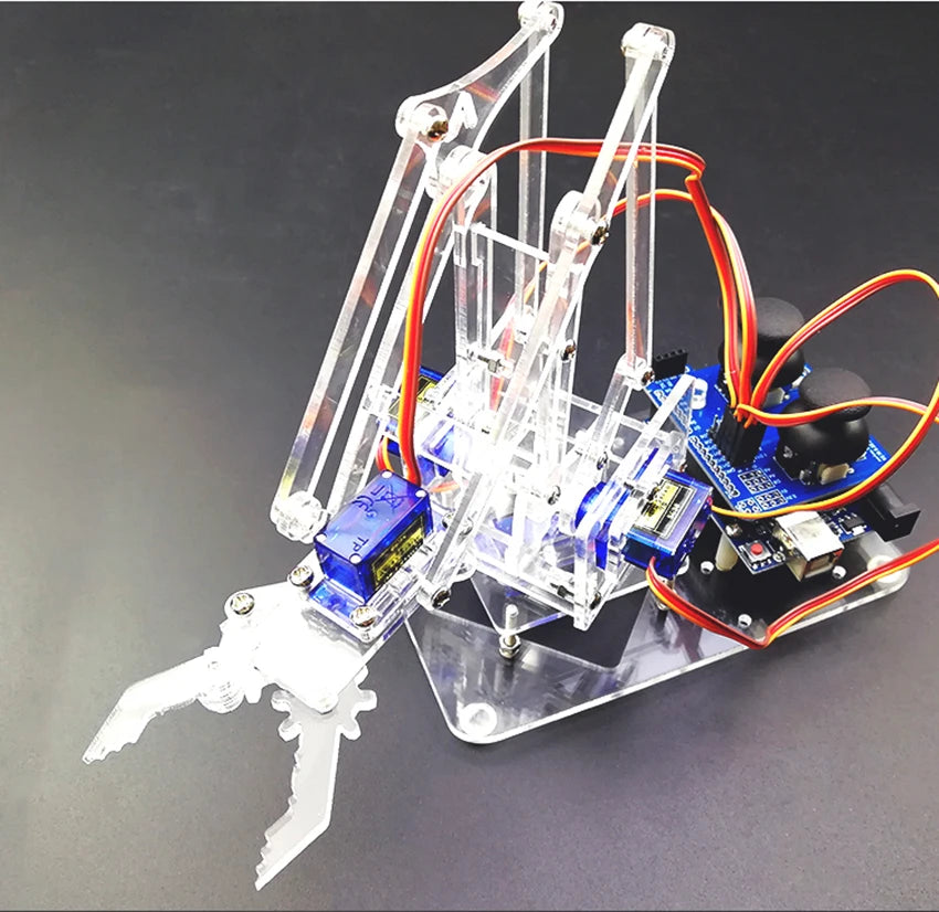 SG90 4 DOF Unassembled Acrylic Mechanical Robot Manipulator Claw for Arduino, UNO Programmable DIY Robot Arm Starter Kit