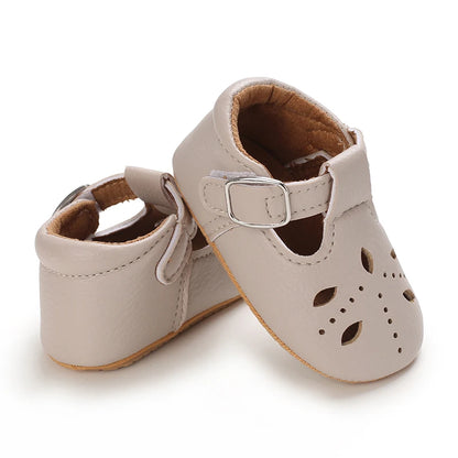 Khaki Baby Casual Shoes 0-18M Infant Toddler Bowknot Non-Slip Rubber Soft-Sole Flat PU First Walker Newborn Mary Janes