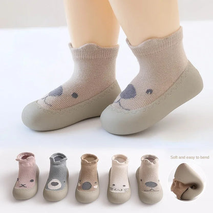 Baby Socks Shoes – Cute Cartoon Boy & Girl Infant Shoes, Soft Rubber Sole First Walker Booties for Toddlers