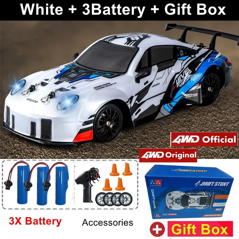 4WD RC Drift Car with LED Lights and 2.4G Remote Control 20km/h Speed