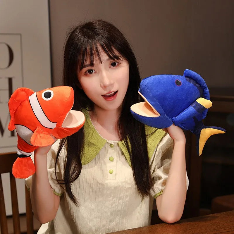 Stuffed Plush Hand and Finger Puppets, Octopus Penguin Clown Fish Educational Toy Gift