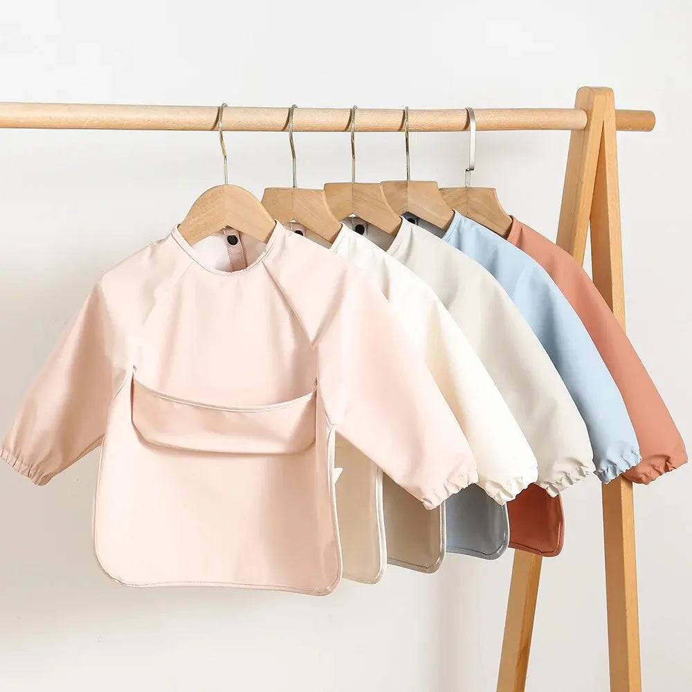 1-Piece Solid Color Baby Art Smock – Waterproof Long Sleeve Feeding Bib Apron for Kids, Soft & Comfortable - Kidzy Market