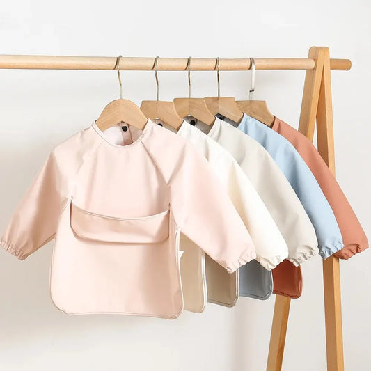 1-Piece Solid Color Baby Art Smock – Waterproof Long Sleeve Feeding Bib Apron for Kids, Soft & Comfortable - Kidzy Market