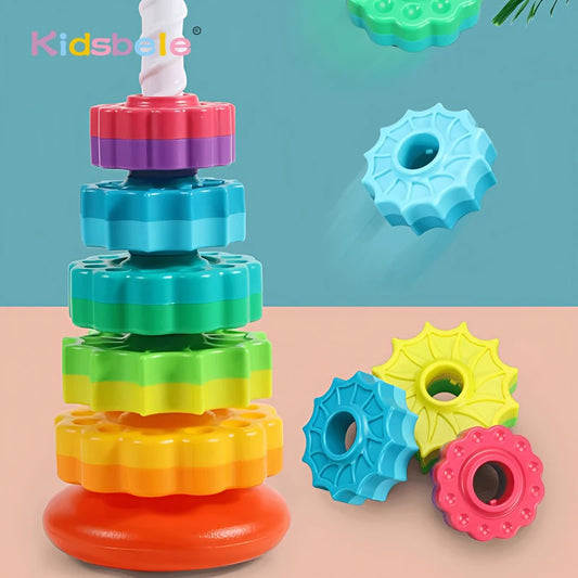 Rotated Rainbow Spinning Stacking Toy Early Education Puzzle