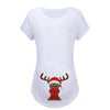 Christmas Women's Maternity T-shirt Santa Baby Printed Pregnant Women T-shirt Pregnancy Casual Short Sleeve White Clothes