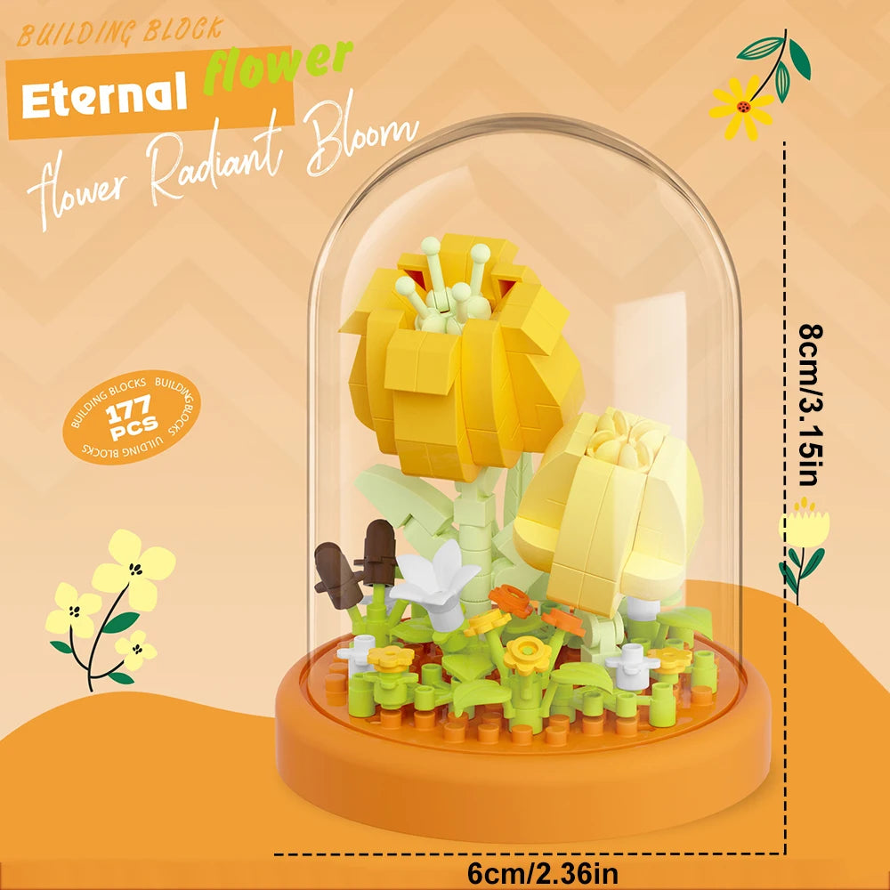 DIY Micro Flower Building Blocks – Mini Bricks Eternal Flowers Home Decoration Puzzle Toy