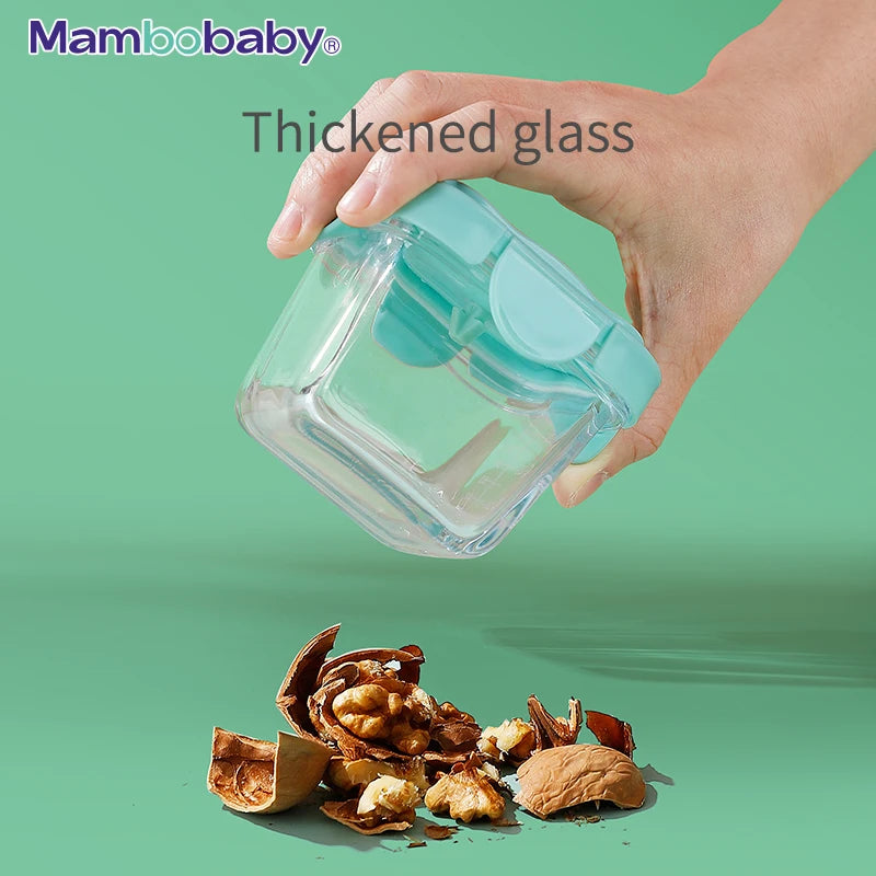 Baby Complementary Feeding Food Container with Sealing Cap - BPA-Free Glass Jar, Portable Food Storage & Mambobaby Formula Storage Box