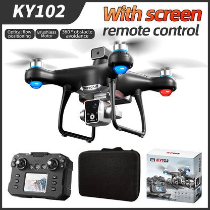 KY102 Drone with Screen – 8K Dual Camera Brushless RC Helicopter with Obstacle Avoidance