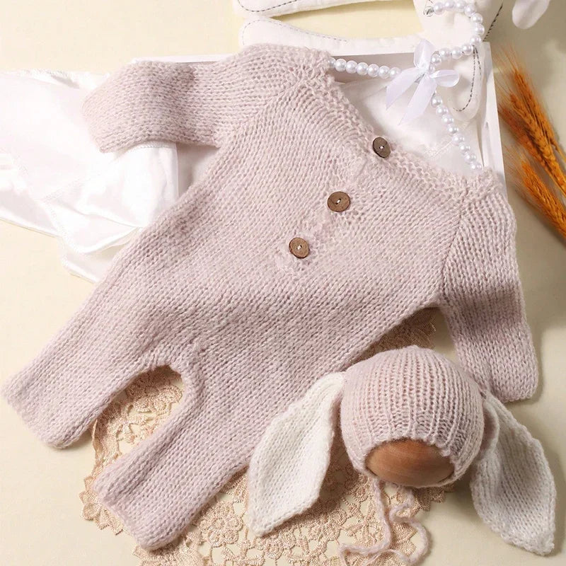 Ylsteed 2-Piece Set Knitted Newborn Rabbit Costume for Photo Shooting – Easter Baby Photography Props