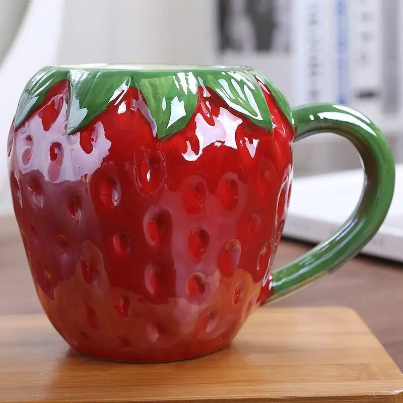 1-Piece Ceramic Kids Fruit Mug — Strawberry, Pumpkin & Pineapple Handgrip Coffee & Milk Cup | Cute Breakfast & Birthday Gift