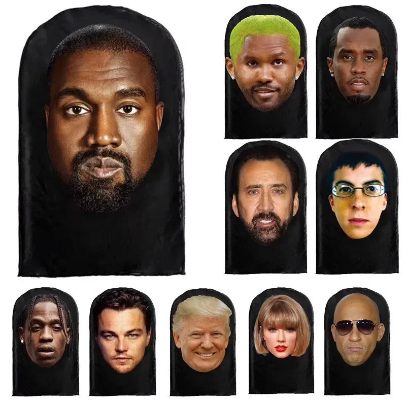 3D Printed Kanye-Style Elastic Mesh Full-Face Balaclava Mask – Unisex Cosplay & Hip Hop Headwear (1-Pack)