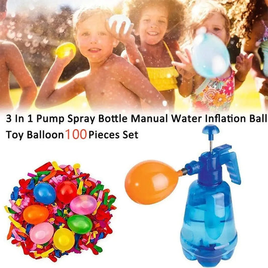 Portable Air Water Balloon Pump with Balloons for Kids Party Outdoor Toy (Random Color)
