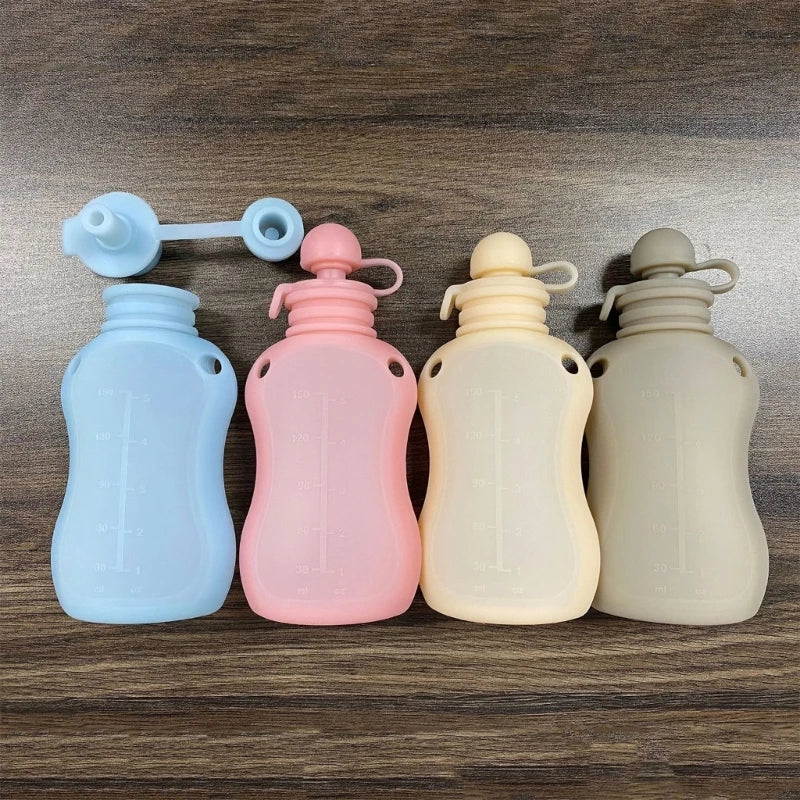 BPA-Free Silicone Baby Food Pouch - Reusable & Leak-Proof Squeeze Container for Milk & Puree Storage