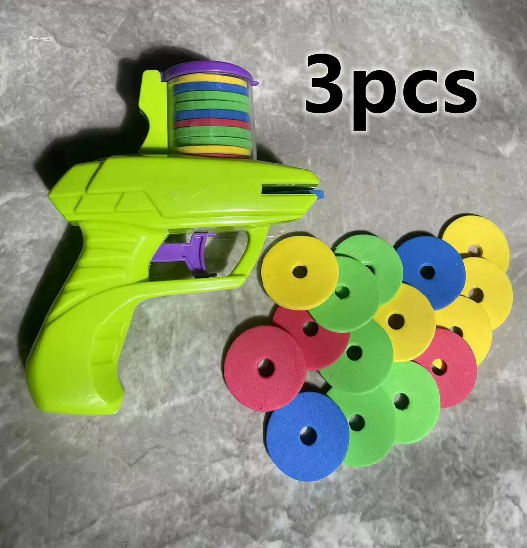 Kids Foam Flying Disc Launcher Toy — Carrot Shooter with 15 EVA Discs, Compact Launcher 13×10×4.5 cm (5.12×3.94×1.77 in) — Parent-Child Outdoor Game