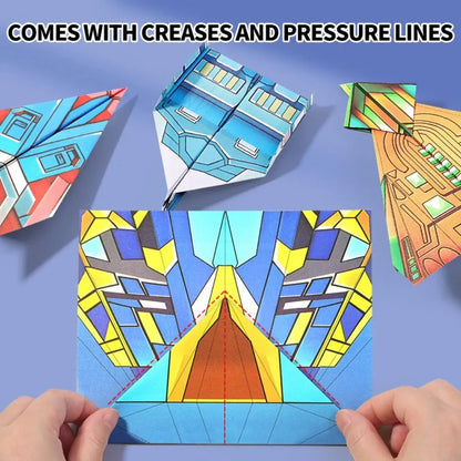 Handmade Paper Airplane Origami Set Montessori Cartoon Educational Paper Aircraft Toy