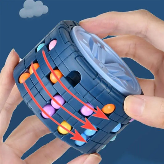3D Cylinder Cube Toy – Magical Bean Gyro Slide Puzzle Educational Montessori Toy for Kids