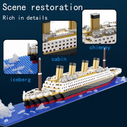 Small Particle Building Block Set – Titanic Cruise Ship Assembly Toy, Giant Puzzle Brick Model Kit, Desktop Birthday Gift for Kids