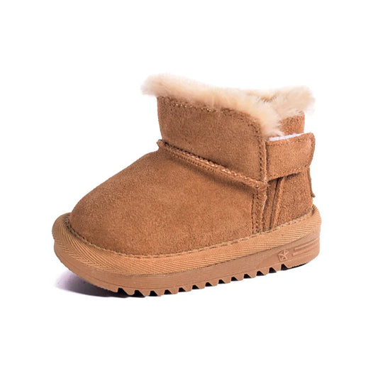 Winter New Baby Snow Boots, Leather Thick Plush Warm Toddler Kids Shoes, Fashion Little Girls Boys Boots, EU 15-25