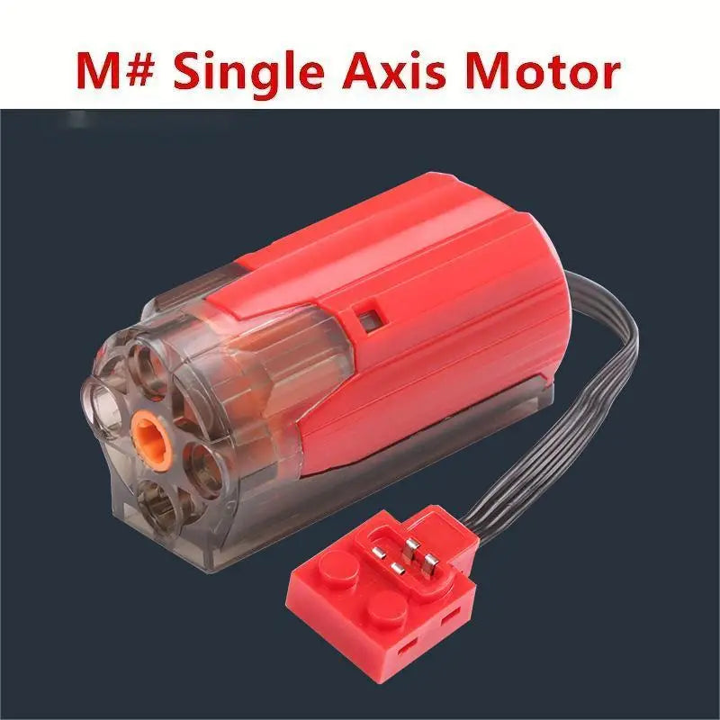 Electric Motor Set for RC Car – Battery Box, Switch, and LED Light Power Functions for MOC Building Blocks