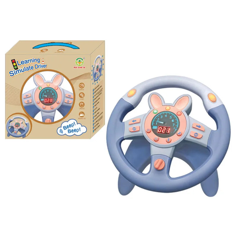 Infant Shining Simulation Steering Wheel Toy Children’s Early Education Copilot Stroller Vocal Toy