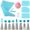 Reusable Silicone Piping Bags and Stainless Steel Nozzle Cake Decorating Set