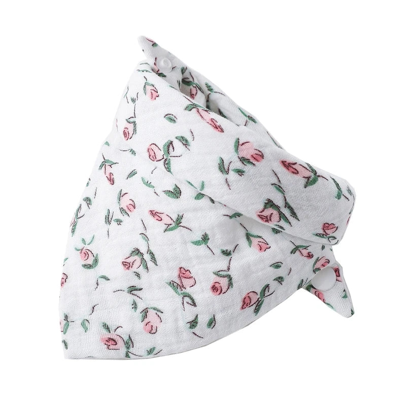 Baby Bandana Bibs | Muslin Drooling Bib for Infants 0-1 Year | High Absorbent Teething & Soothe Towel | Stylish Floral Design - Kidzy Market