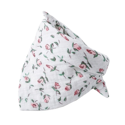 Baby Bandana Bibs | Muslin Drooling Bib for Infants 0-1 Year | High Absorbent Teething & Soothe Towel | Stylish Floral Design - Kidzy Market
