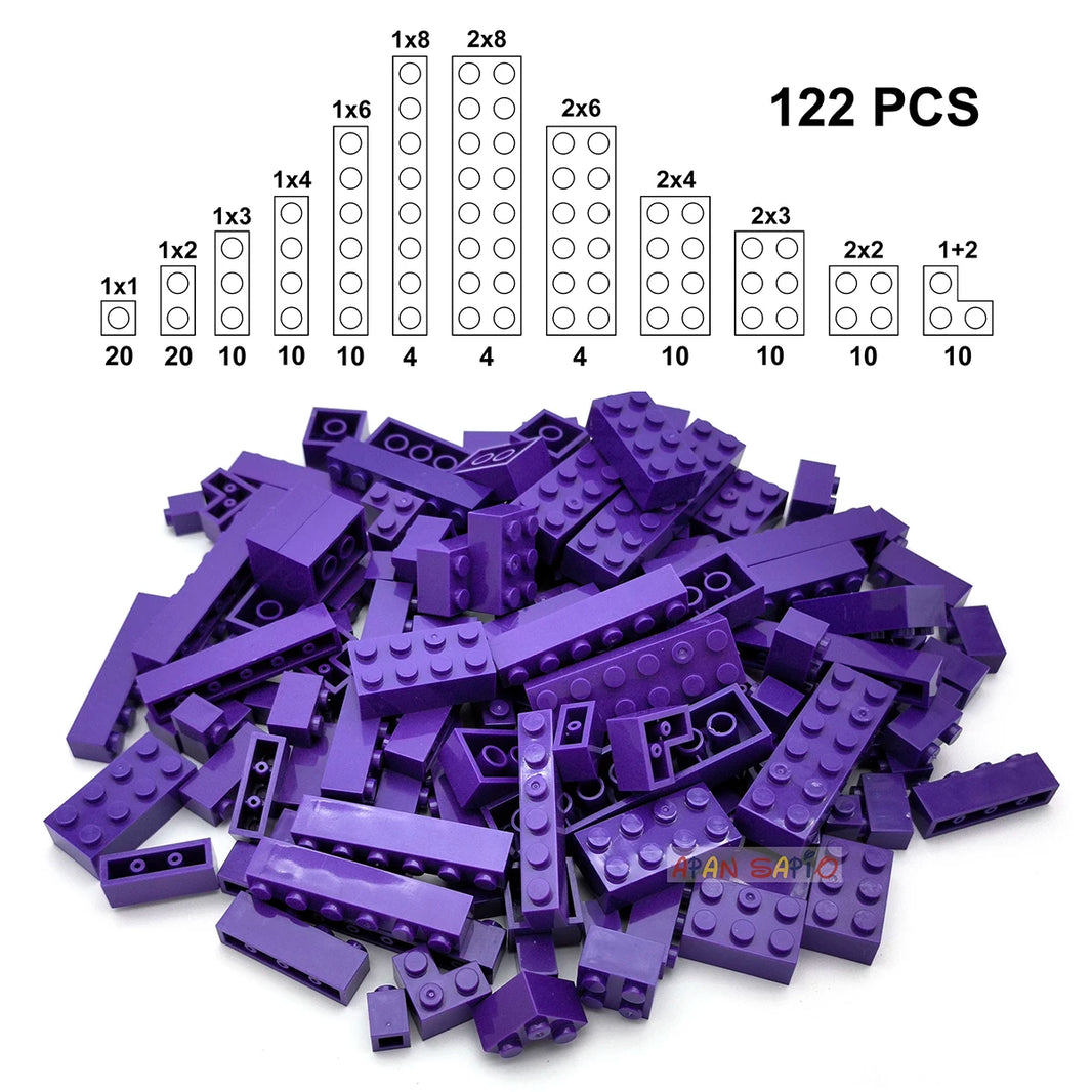 122PCS DIY Building Blocks Set – 12 Size Thick Figures, Creative Educational Plastic Bricks, Compatible with 3001 for Children