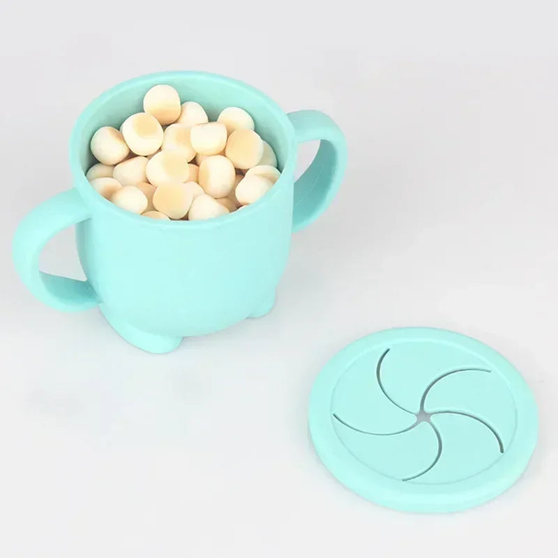 Kids Cup Silicone Food Storage Box - Solid Color Baby Sippy Cup, Portable Children Snacks Container with Lid, BPA-Free, 200ml (6.8oz)