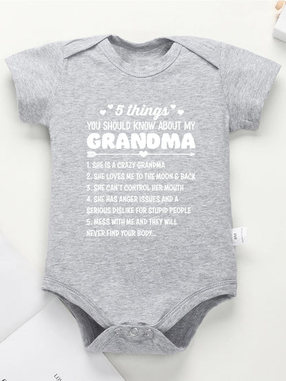 5 Things You Should Know About My Grandma Print Baby Bodysuit – Trendy Newborn One-Piece, Boy Girl Romper, Infant Jumpsuit, Toddler Clothes