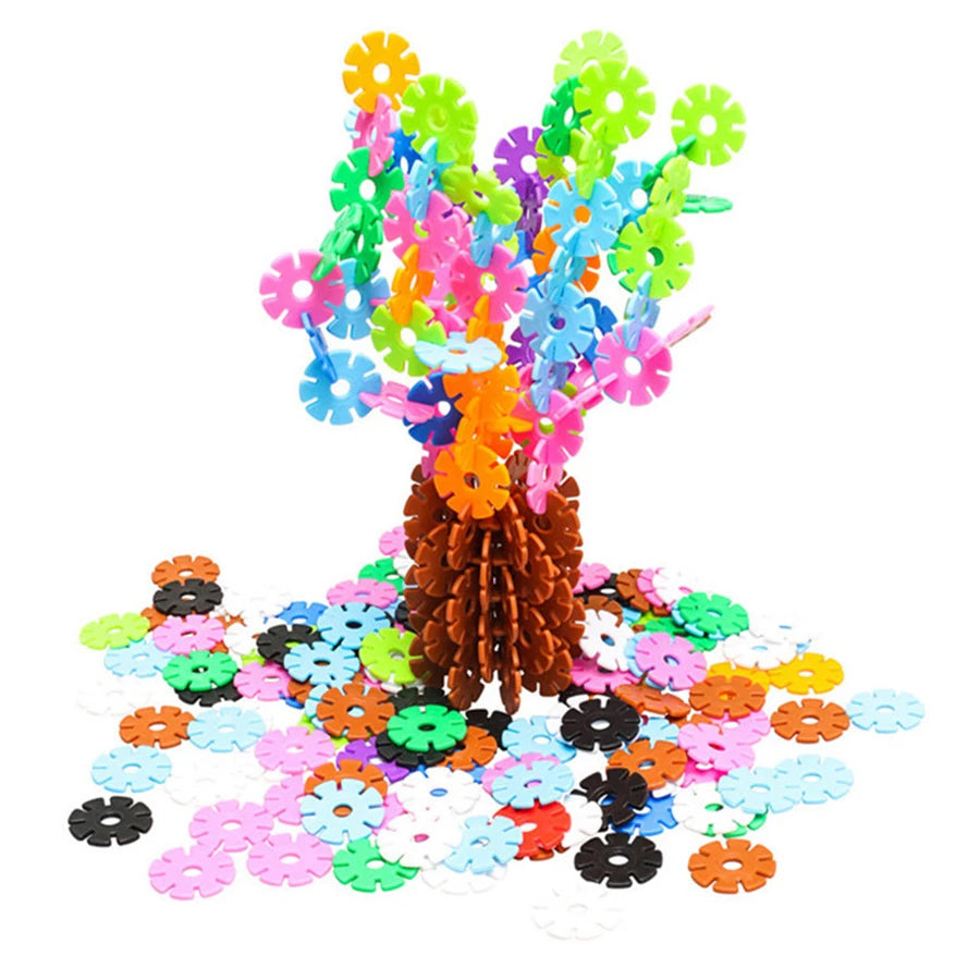 60/100/200PCS Snowflake Building Blocks – Puzzle Plastic Educational Toy for Kids, Early Education Gift in 2 Colors