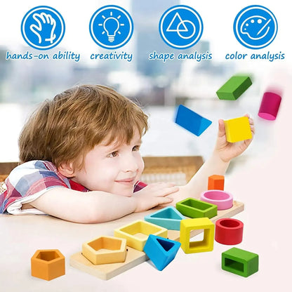 Children’s Wooden Stack Toy Color and Shape Classification Puzzle
