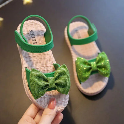 Kids’ Summer Shoes – Girls’ Bow Sandals, Non-Slip Soft Soled Korean Style Beach Sandals, Sweet Princess Shoes