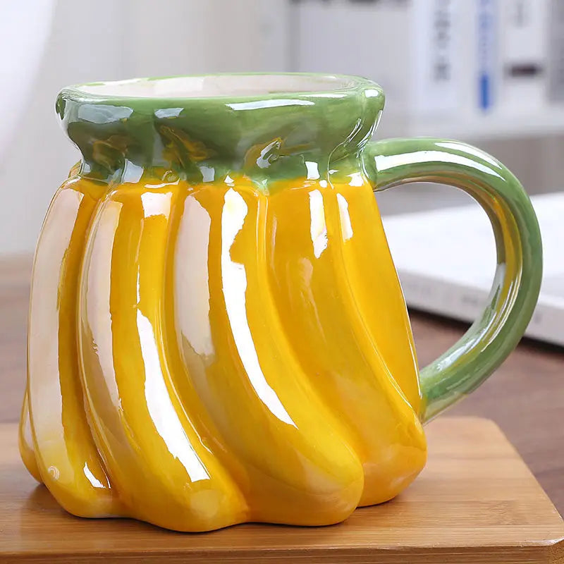 1-Piece Ceramic Kids Fruit Mug — Strawberry, Pumpkin & Pineapple Handgrip Coffee & Milk Cup | Cute Breakfast & Birthday Gift