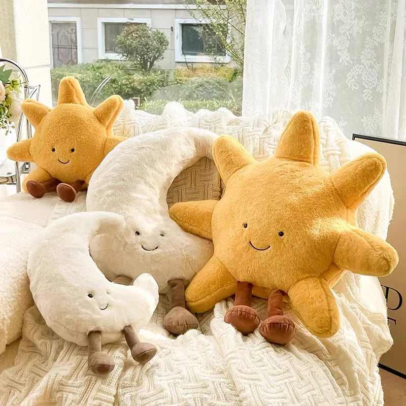 Smile Face Moon and Sun Plush Cushion Toy