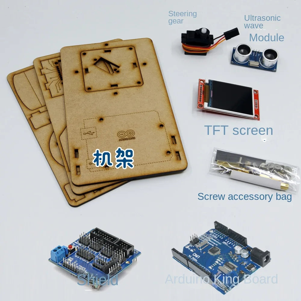Acrylic Mini Radar Robot with TFT Screen, Ultrasonic Radar for Arduino, ESP8266 Programmable DIY Kit