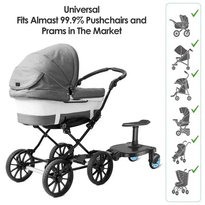 Universal Stroller Step Board Adapter with Seat for Second Child Jogger Twins Scooter Baby Pram Hitchhiker Bumper