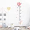 2-Pack Pink Rabbit Balloon Height Chart Wall Decals - Cute Kids Growth Measurement Stickers for Nursery & Bedroom