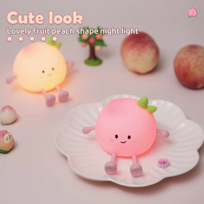 Cute Silicone Peach Night Light Rechargeable LED Nursery 7-Color Tap Control Bedside Lamp Christmas Gift