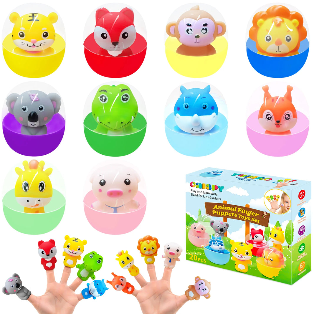 10PCS Soft Rubber Animal Finger Puppets, Role Play Storytelling Educational Toys for Kids