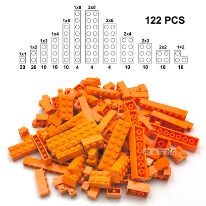 122PCS DIY Building Blocks Set – 12 Size Thick Figures, Creative Educational Plastic Bricks, Compatible with 3001 for Children