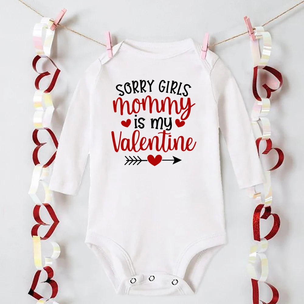 “Mommy and Daddy’s Little Valentine” – Cute Baby Romper, Newborn Long Sleeve Bodysuit, Valentine’s Day Toddler Jumpsuit