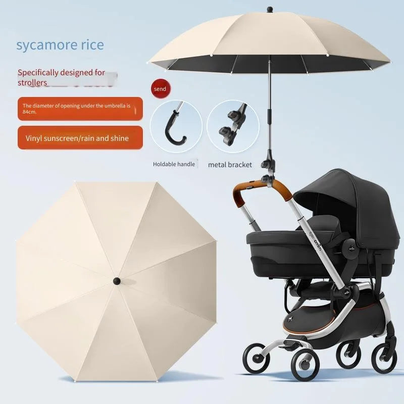 Baby Stroller Solid Color Sunade Umbrella Sunshade Bendable Arm Clip-On Handle Trolley Sunshade Accessory for Outdoors