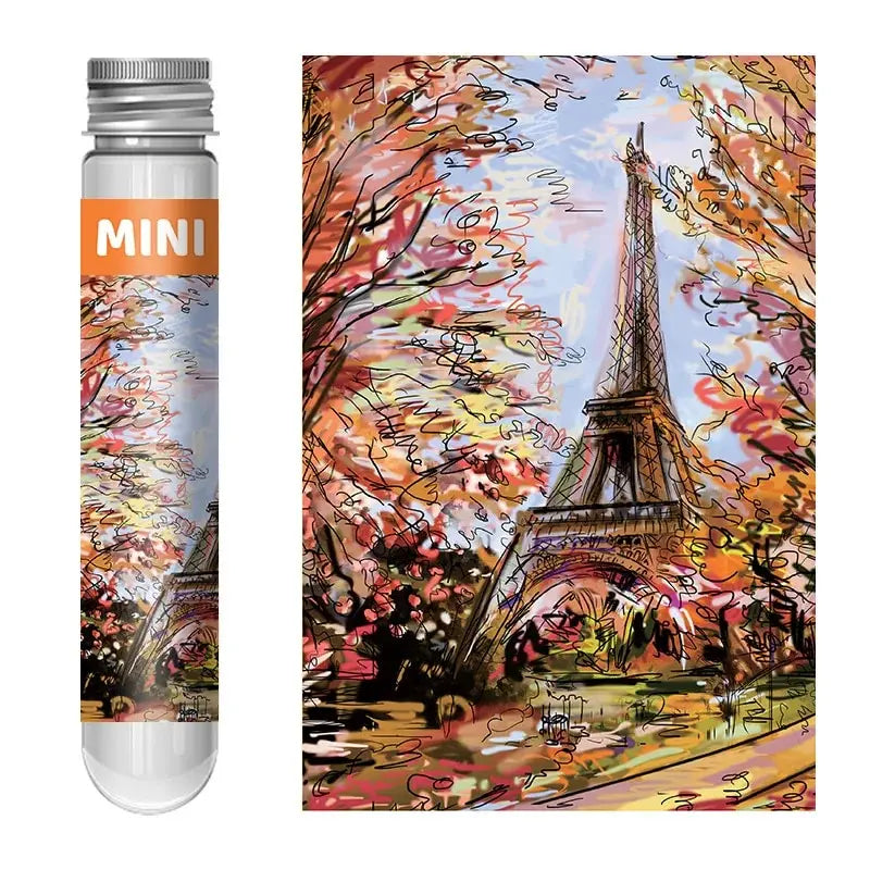 150pcs Test Tube Puzzle, Strolling in the Rain Mini Travel Puzzle, Christmas Gift, Paris Tower, New Year Decoration