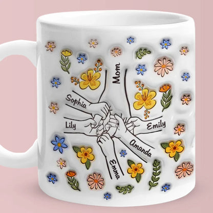 Personalized Custom Name 11 oz Ceramic 3D Pottery Inflated-Effect Coffee Mug – Gift for Mom